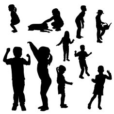 Vector silhouette of children N25