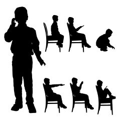 Vector silhouette of boy N4