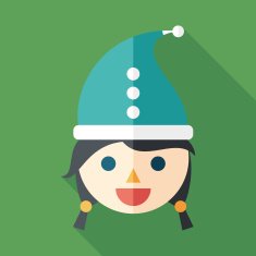 Snow Maiden flat square icon with long shadows