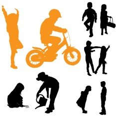 Vector silhouette of children N28