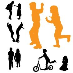 Vector silhouette of children N29