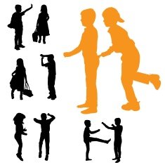 Vector silhouette of children N30