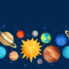 Cosmic seamless pattern with planets of the solar system