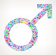 Mars Gender Symbol on vector family pattern Background