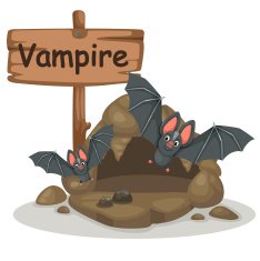 animal alphabet letter V for vampire