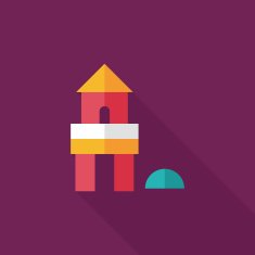 brick house flat icon with long shadow N3