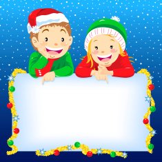 Kids pointing a christmas notice