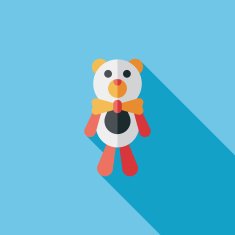 teddy bear flat icon with long shadow N2