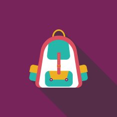 backpack flat icon with long shadow
