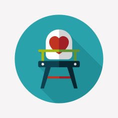 baby high chair flat icon with long shadow eps10