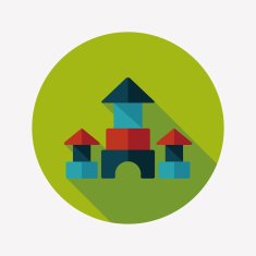 brick house flat icon with long shadow N7