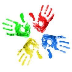 Multi coloured handprints