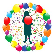 silhouette child with balloons