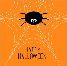 Cute cartoon spider on the web Halloween card