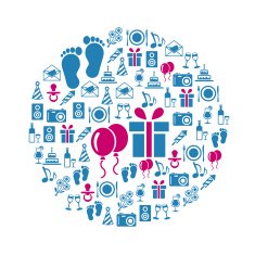 birthday icons in circle
