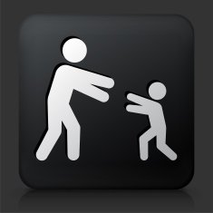 Black Square Button with Reunited Family Icon