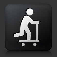Black Square Button with Scooter Icon