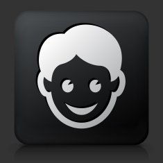 Black Square Button with Boy Icon