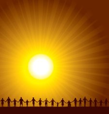 Holding Hands - United Community Sun Burst Background