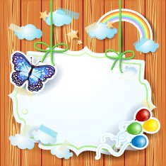 Spring background with label and butterfly