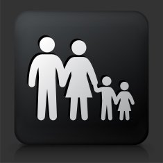 Black Square Button with Family Icon N6