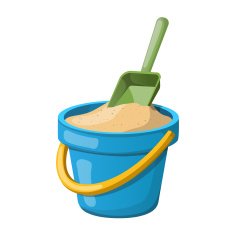 Sand Bucket and shovel Vector illustration