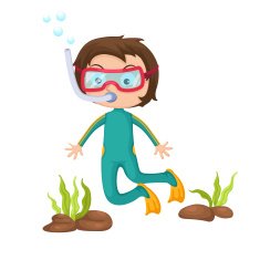 boy snorkeling vector