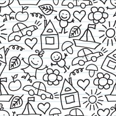 Children's drawings Doodle background N2