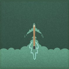 Creativity learning aircraft ship launch made with pencils