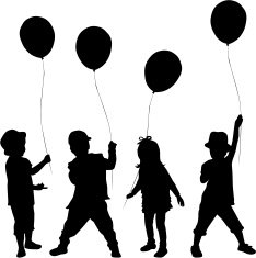 Silhouettes of children with balloon N3