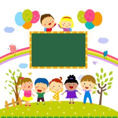 Kids and blackboard