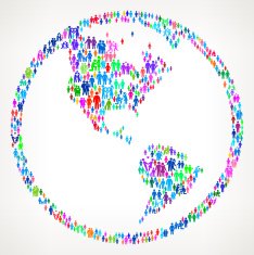 World Globe on vector family pattern Background N2