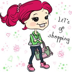 Vector hipster cute baby girl