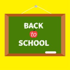 Green board with chalk on the wall Back to school