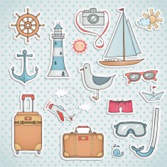Travel set Hand drawn summer labels