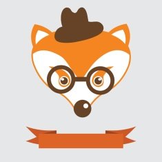 Fox in bowler hat and monocle vintage style portrait