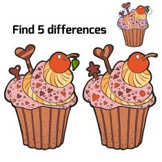 Find 3 differences (cupcake)