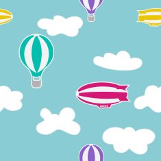 Hot air balloon and zeppelin kids illustration