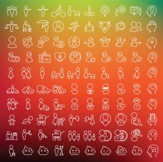 One hundred icons set for applications and infographics