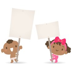 Baby Boy Girl holding a blank sign for your message
