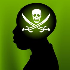 Young boy thinking about piracy