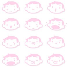 Icon Emoticons - Cute Baby Face( mad crying smiling sleeping )