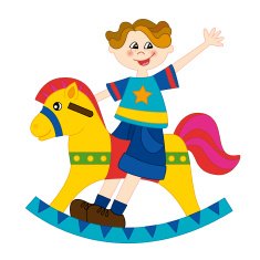 Boy playing with a rocking horse