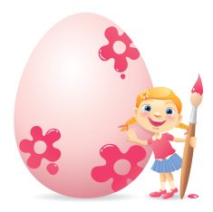 Girl painting easter egg