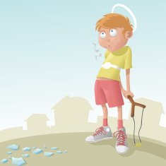 boy and brocken glass