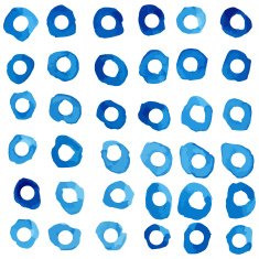 Abstract pattern with blue watercolor circles