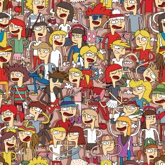 Singing children seamless pattern N2