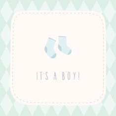 It's a boy greeting card with cute little socks