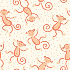 Seamless pattern with monkeys playing in snow winter Vector illustration
