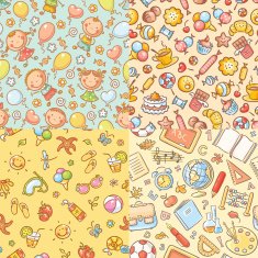 Set of seamless colorful patterns for kids